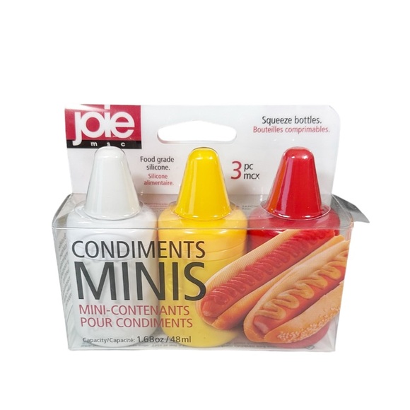 NEW Joie CONDIMENT MINIS Mayo, Mustard & Ketchup 1.68 oz Squeeze Bottles - Picture 1 of 5